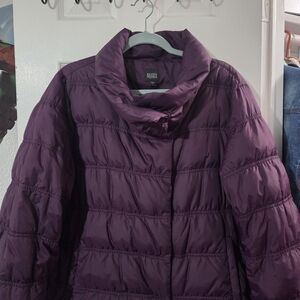 Eileen Fisher Rich Purple Puffer Jacket